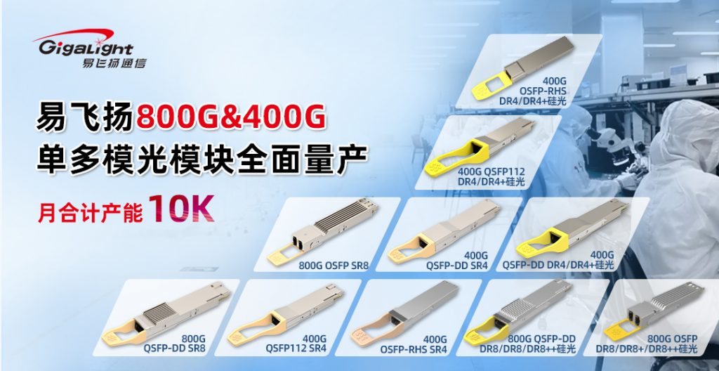 易飛揚日前已經(jīng)形成包括800G/400G多模、單模光模塊復合10K月產出能力！